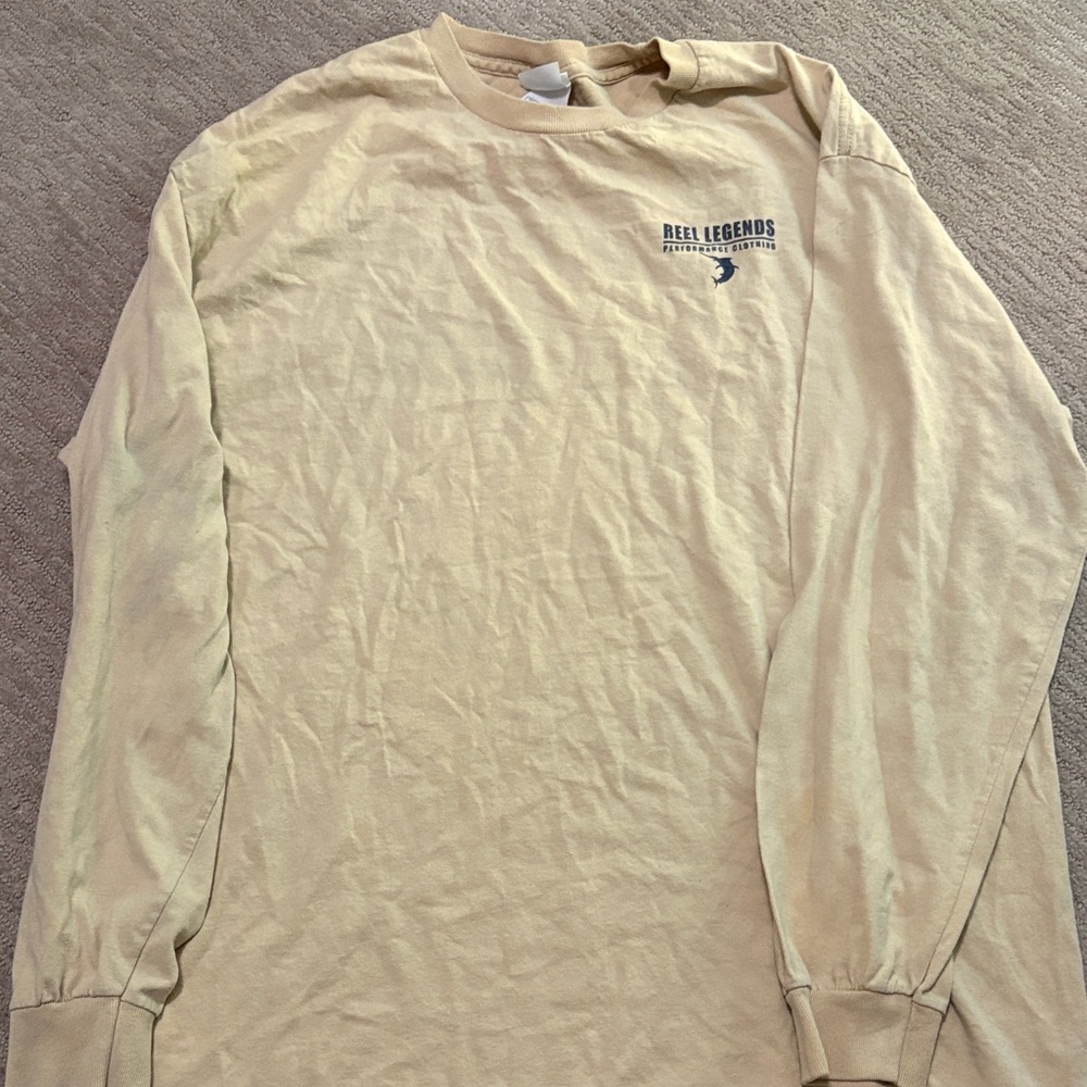 Reel Legends Men's Beige Long Sleeve Graphic Tee